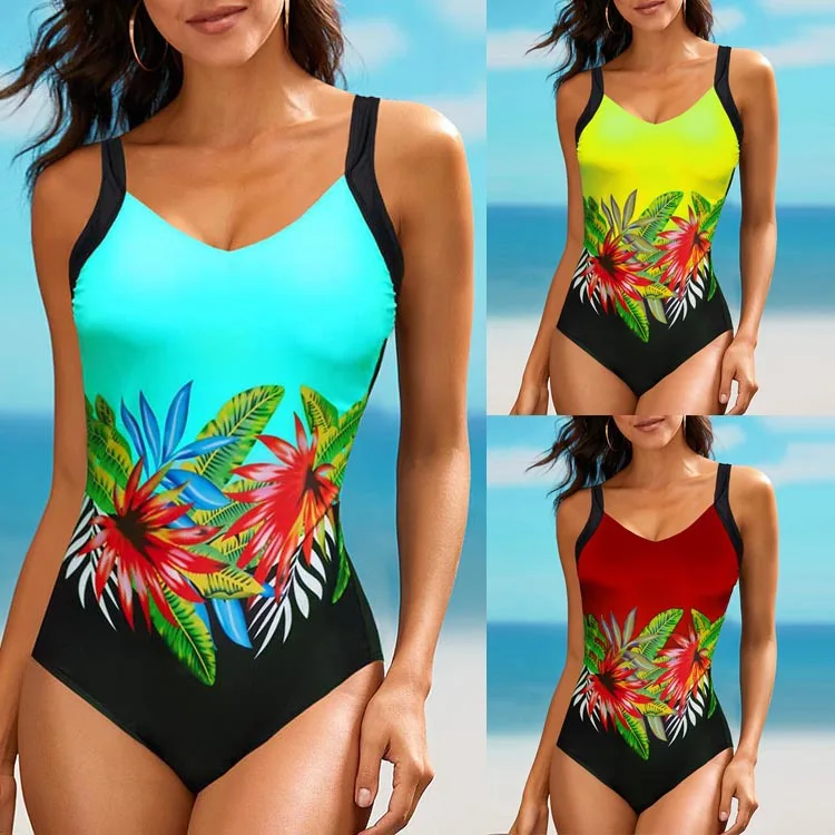 

2022 new one-piece digital printing three-color sexy swimsuit bikini
