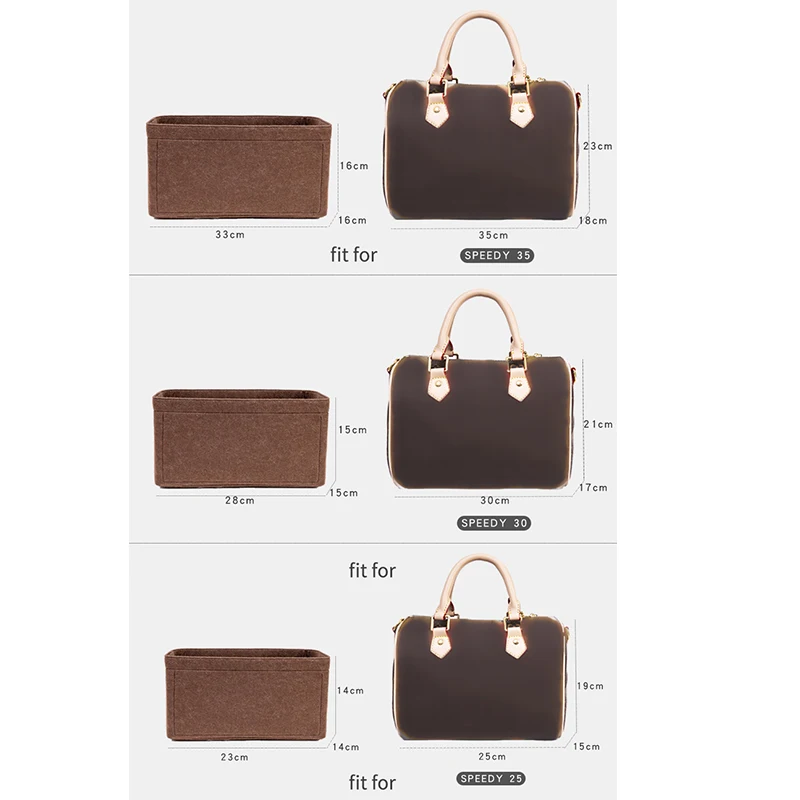 Felt Purse Insert Organizer, Bag in Bag Tote & Handbag Inner Shaper, Makeup Storage For Speedy 25 30 35