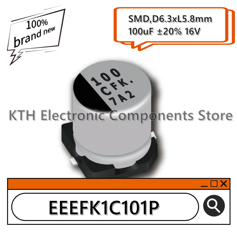 Новый оригинальный алюминиевый электролитический конденсатор EEEFK1C101P EEE-FK1C101P 100uF
