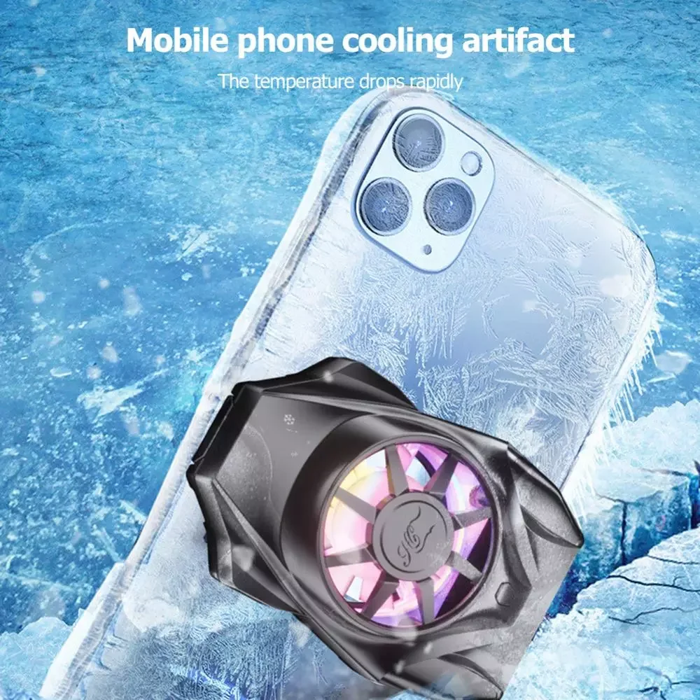 

Newest Mobile Phone Cooling Artifact Wireless Silent Phone Radiator Build-in Battery with Colorful Light Suit for Most Phones