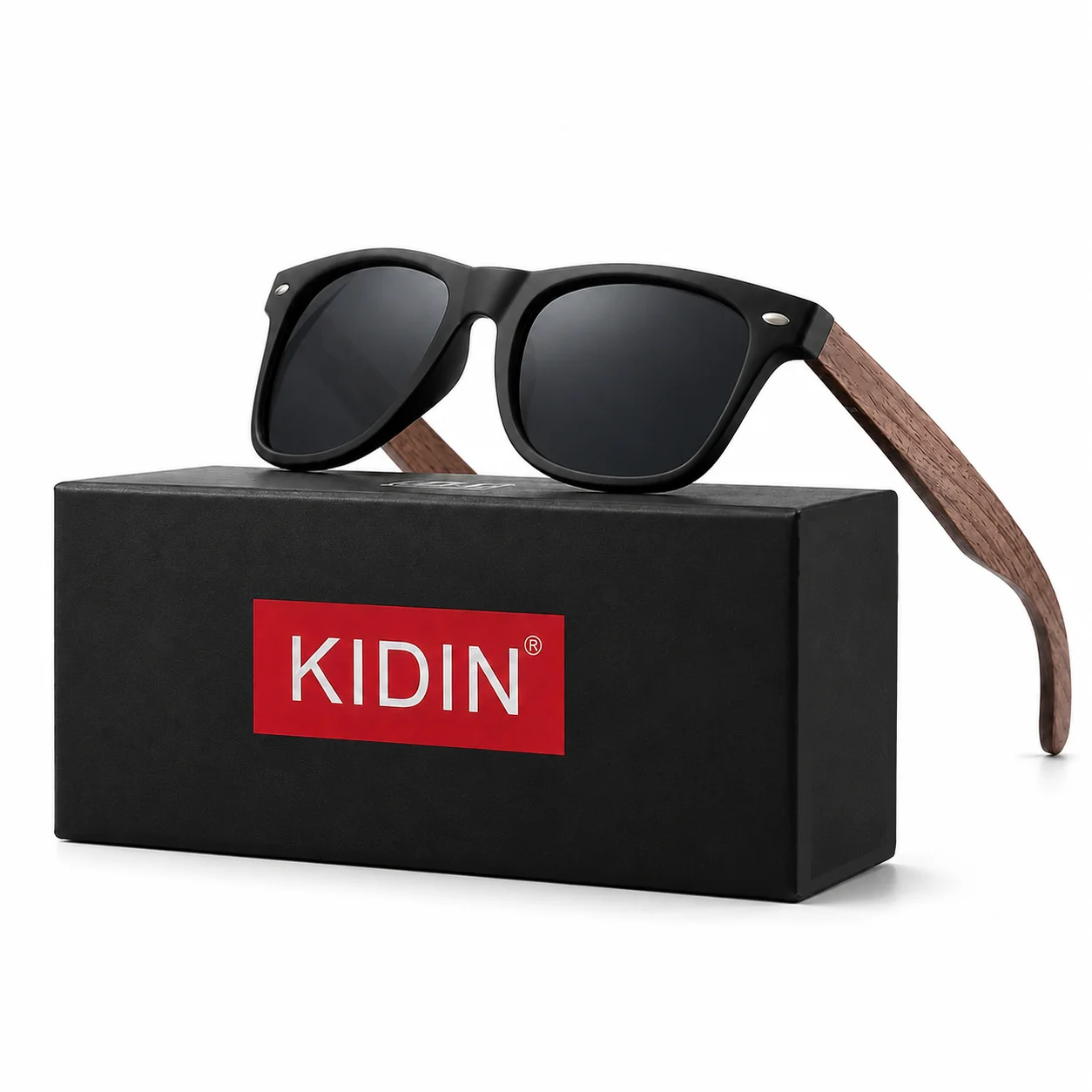 Фото Солнцезащитные очки KIDIN: легкие, комфортные, поляризованные, с деревянными дужками, для мужчин и женщин, UV400, для вождения, активного отдыха и путешествий, из натурального дерева №1