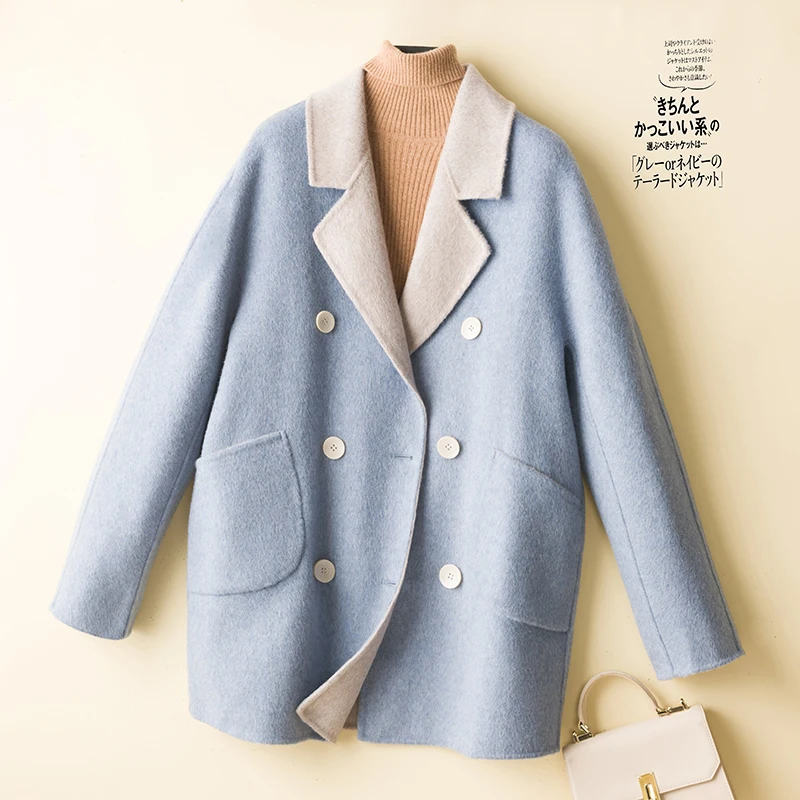 Autumn and winter new double-sided cashmere coat ladies small high-end short suit double-sided wool woolen coat