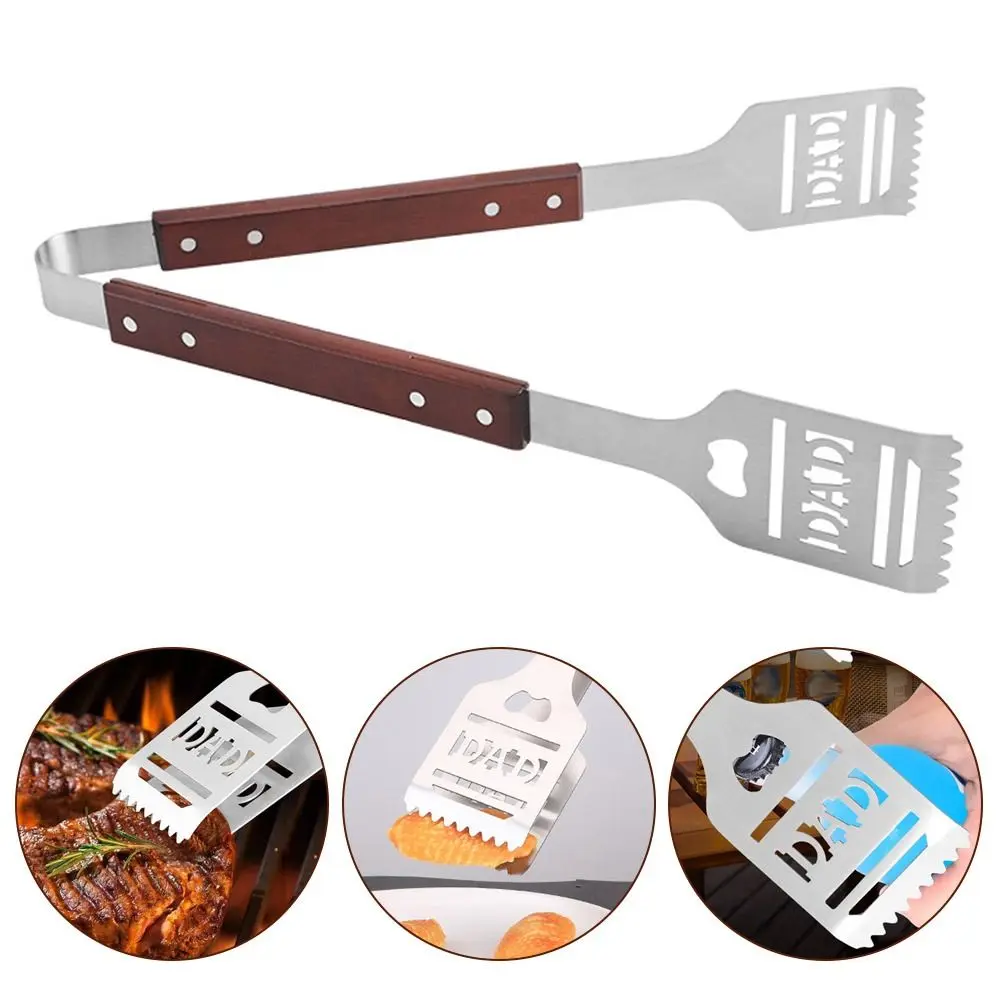 

Durable Accessories With Bottle Opener Stainless Steel BBQ Tongs Meat Clamp Shover Barbecue Utensil For Kitchen