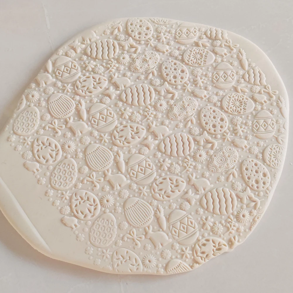 Текстурированная Скалка с рисунком пасхальных элементов яйца кролика