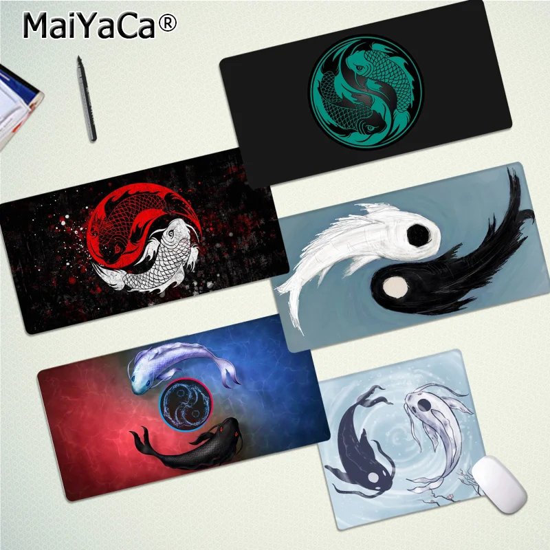 

Новый резиновый коврик для мыши Yin Yang Koi, прочный Настольный коврик для мыши, размер для игровой клавиатуры, коврик для геймера