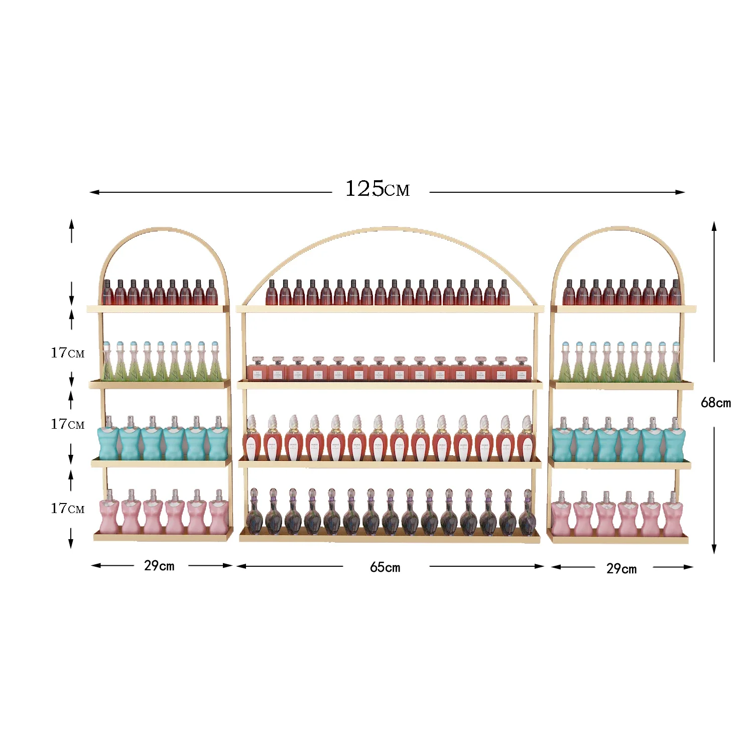 

Золотая настенная полка для лака для ногтей