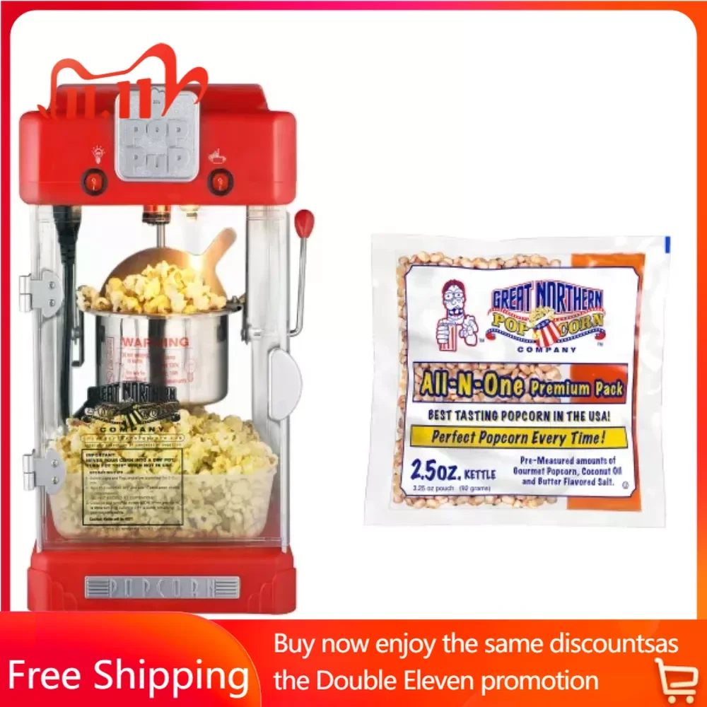 

Pop Pup Popcorn Machine – 2.5 Oz Kettle With 12 Pack of Pre-Measured Popcorn Kernel Packets Scoop and Serving Cups By Maker Home