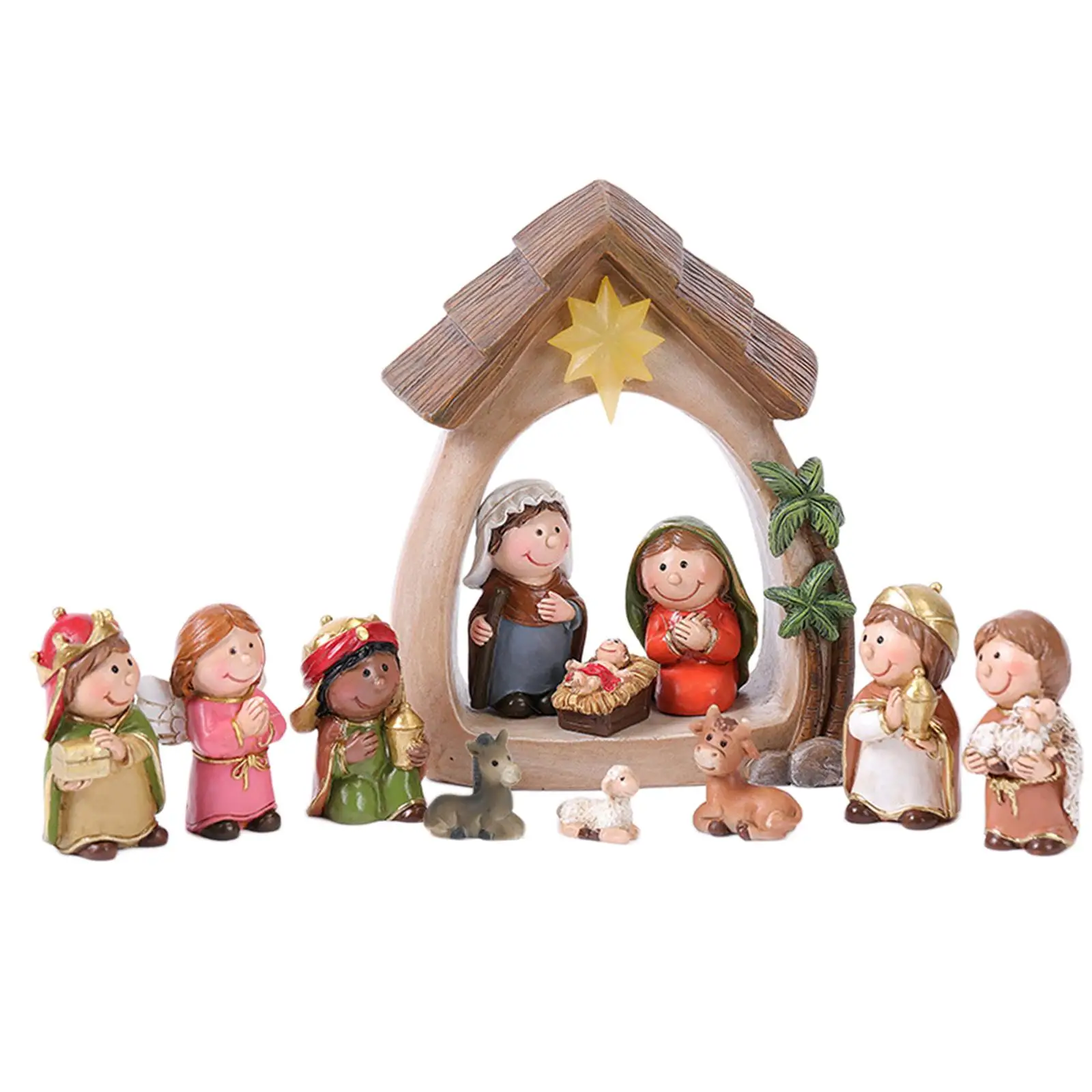 12Pcs Christmas Nativity Figurines with Light Resin Holy Family Birth of Jesus for Christmas Tabletop Church Shelf Chapel 12Pcs Christmas Nativity Figurines with Light Resin Holy Family Birth of Jesus for Christmas Tabletop Church Shelf Chapel