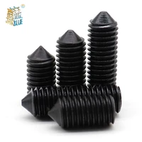 10pcs m2 5 m3 m4 m5 m6 m8 m10 grade 12 9 black carbon steel hex hexagon socket cone point grub set screw tapered end bolt din914
