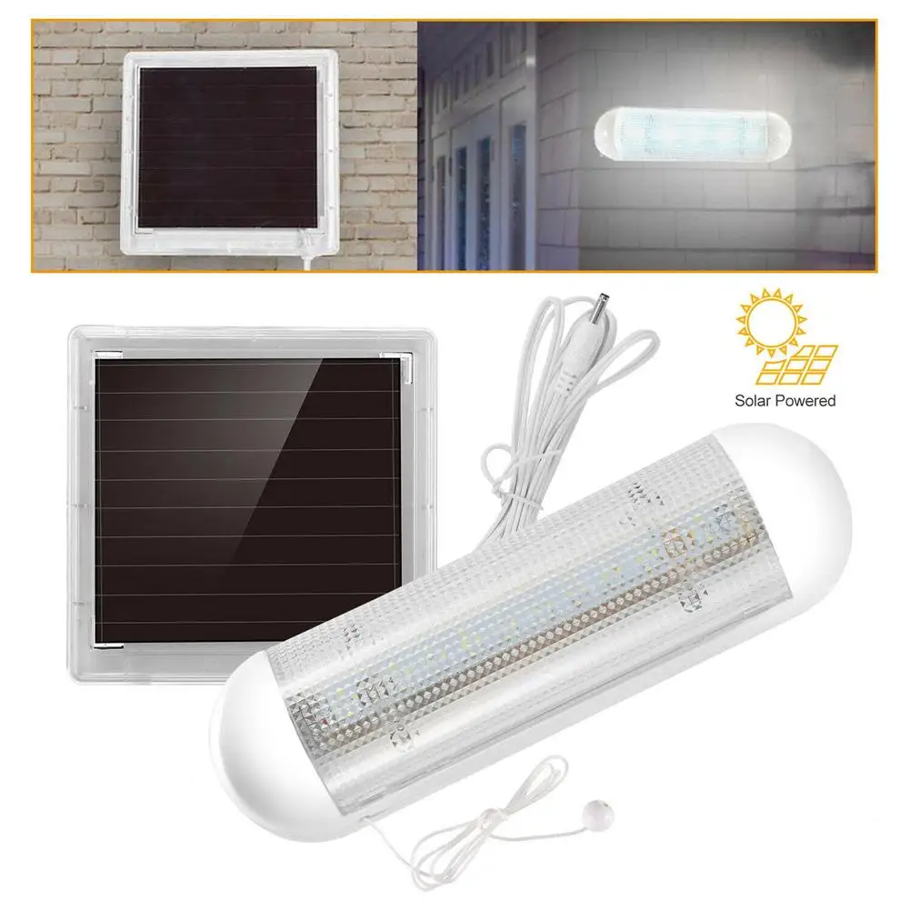 Solar Powered Led Shed Light Pull Lamp With Solar Panel For Hallway Garden Yard Garage Decoration Solar Wall Lamp