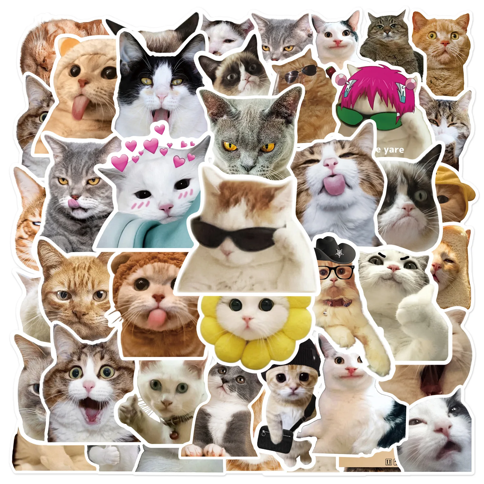 Водонепроницаемые виниловые наклейки в виде кошек 10/50 шт