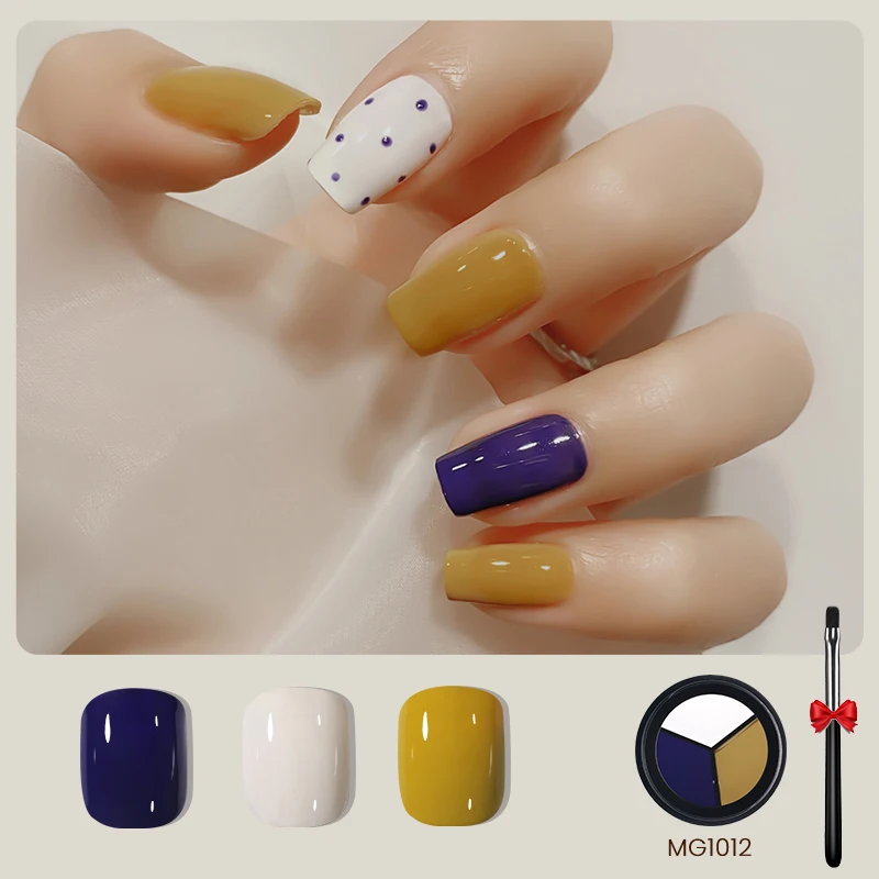 3 цвета в 1 коробке Гель-лак для ногтей твердый цветной УФ-гель с кисточкой