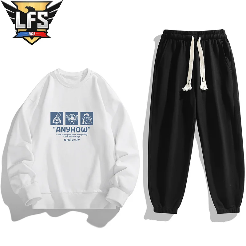 

Комплект из 2 предметов для мужчин, спортивные и повседневные мужские худи в молодежном стиле на осень и зиму, спортивные штаны с принтом, костюм из двух предметов, размеры