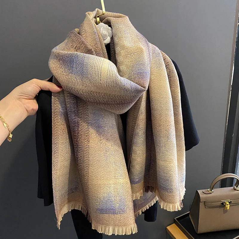 

luxury New Scarves Women Knitted Gradient Tassel Lovey Girl Winter Scarf College Fashionable Leisure Shawl Wraps Female