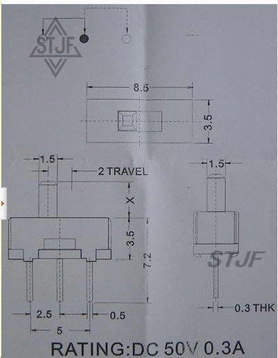 SJTF 10 шт./лот кулисный переключатель микропереключатель 3 фута 2 файла