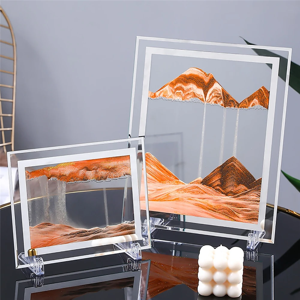 

5/7inches Quicksand Painting Art Picture Glass Sandscape 3D Three-Dimensional Moving Sand Frame Flowing Sand Hourglass Landscape