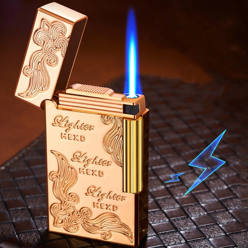 

Windproof Loud Voice Butane Gas Lighter Unusual Sideslip Ignition Jet Flame Cigar Lighters Smoking Accessories Gadgets For Men