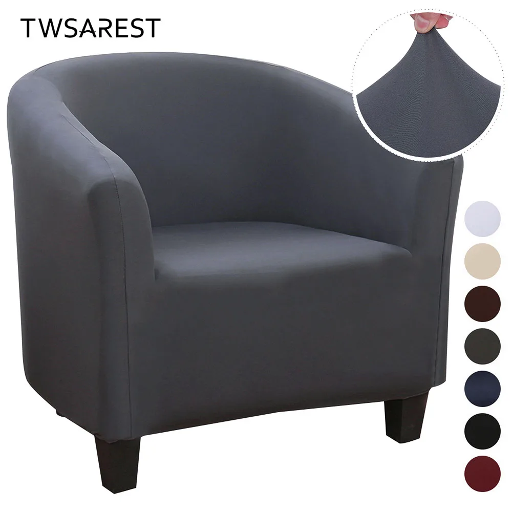 

Single Armchair Sofa Cover Modern Simple Solid Color Coffee Tub Seat Cover Anti-dirty Waterproof For Dining Bar Hotel Banquet