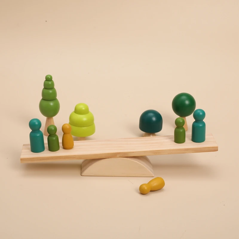 

Wooden Villain Seesaw Balance Board Montessori Stacker Blocks Toys Early Education Balancing Game Kid Building Blocks Toy Gift