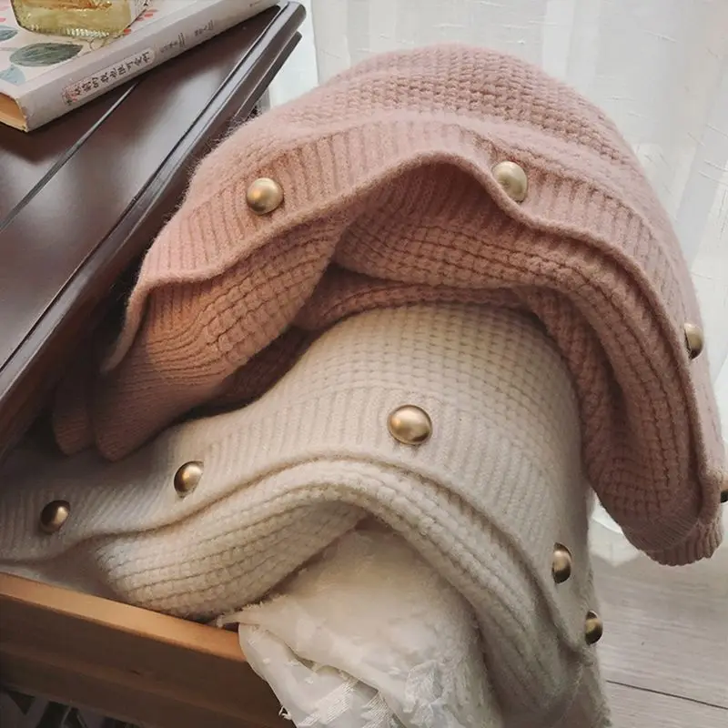 Кардиган женский вязаный свитер с круглым вырезом свободный простой однотонный