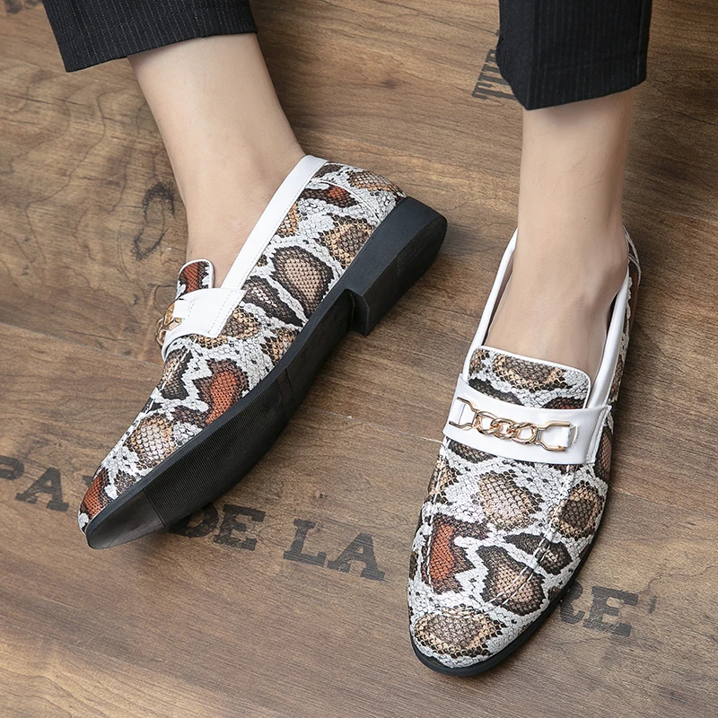 Роскошные Дизайнерские Брендовые мужские деловые мокасины из змеиной кожи