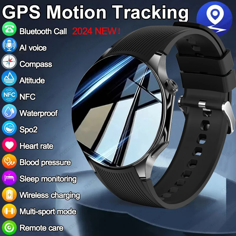 Мужские смарт-часы ZYKEXUAN AMOLED HD-экран Bluetooth-вызов NFC GPS-трекер цвет в ассортименте