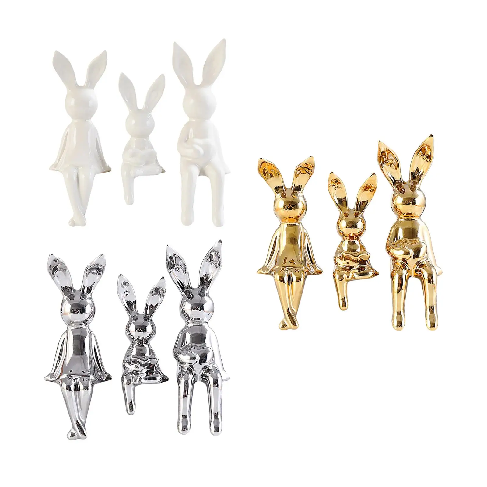 3x скульптура кролика фигурка животного домашний декор семейные статуи фигурки