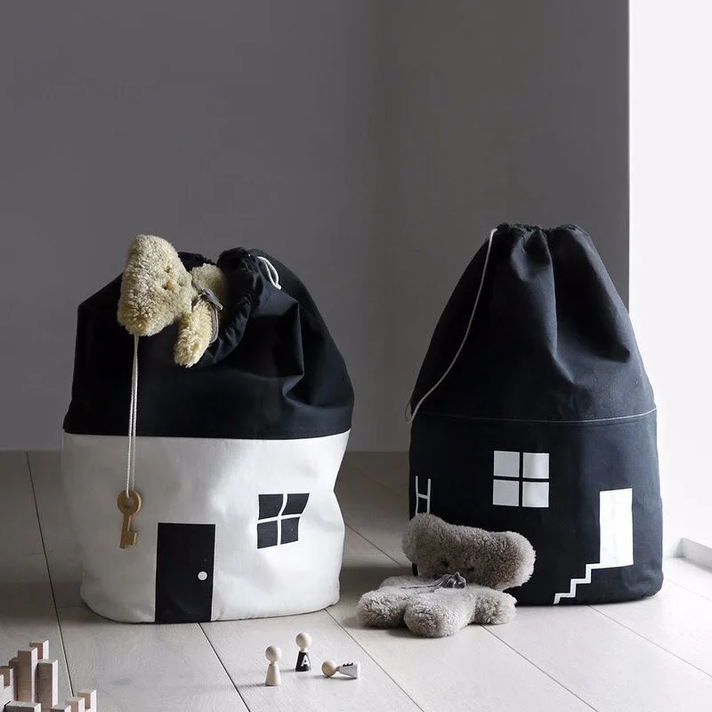 

Baby Storage Bag Ins Small House Children's Toy Bundle Pocket Canvas Drawstring Storage Large-capacity Sundries Organizer Bag