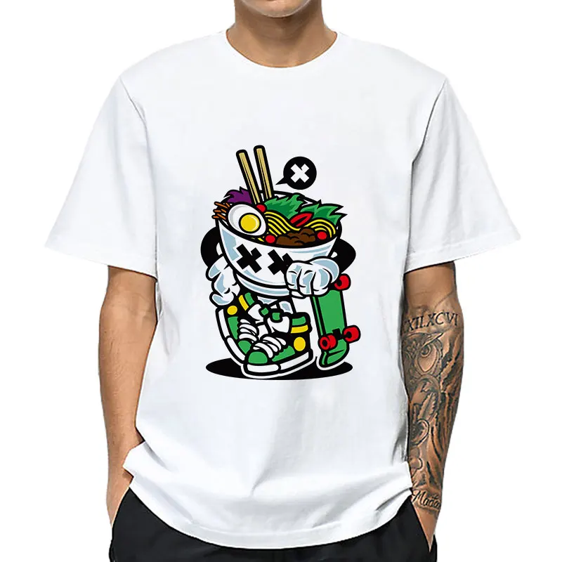 

Футболка мужская с принтом «лапша», уличная одежда, хлопок, короткий рукав, Повседневная рубашка унисекс с круглым вырезом, лето