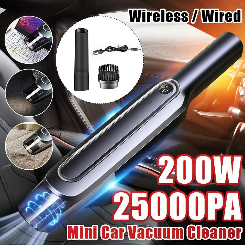 

25000Pa Handheld Wireless Car Vacuum Cleaner 4000mAh 200W Powerful Cyclone Suction Rechargeable Wet Dry Car Home Vacuum Cleaner