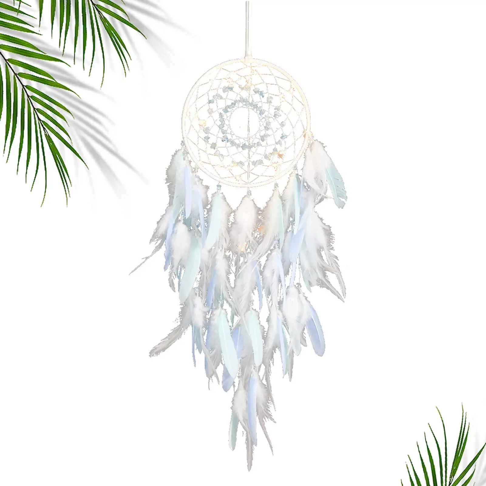 

Dream Catchers For Girls Dreamcatcher With Lights For Home Dream Cather Wall Art With Gravels Feathers Lights Home Decor