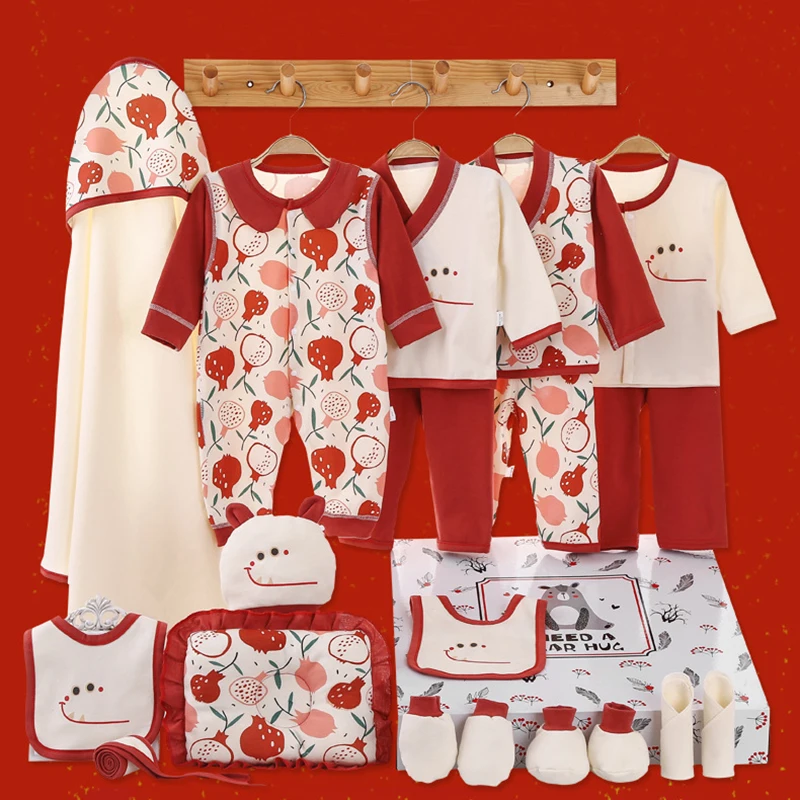 

Cotton Baby Clothes Sets Red Fruit Print for Boy Girl Clothing Suits Newborn Outfits 0-3Months Blanket Romper NO BOX