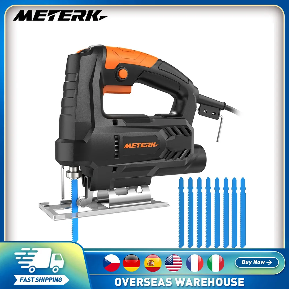 

Meterk Electric Jig Saw 3.5A Multi-functional Cutter with 4pcs Wood Saw Blade 4pcs HSS Steel Saw Blades