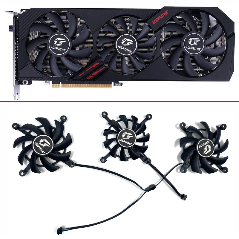 

NEW 3PCS 85MM 75MM 4PIN iGame RTX2060 GTX1660 1650 ultra GPU FAN For Colorful GTX 1660 RTX 2060 ultra oc Graphics Card Fan