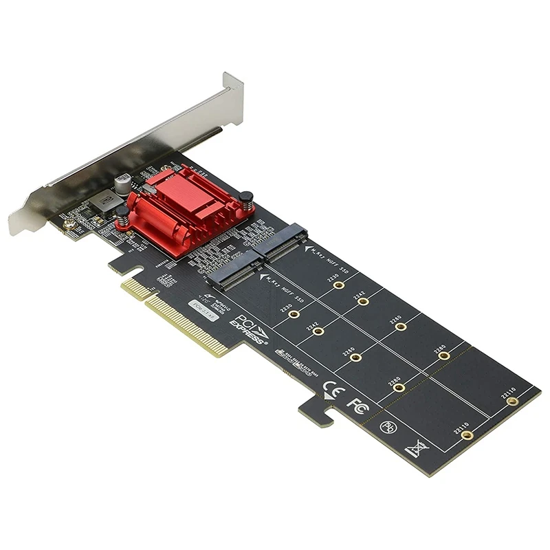 

Двойной адаптер NVMe PCIe, M.2 NVMe SSD для PCI-E 3,1 X8/X16, поддержка карт M.2 (ключ M) NVMe SSD 22110/2280/2260/2242