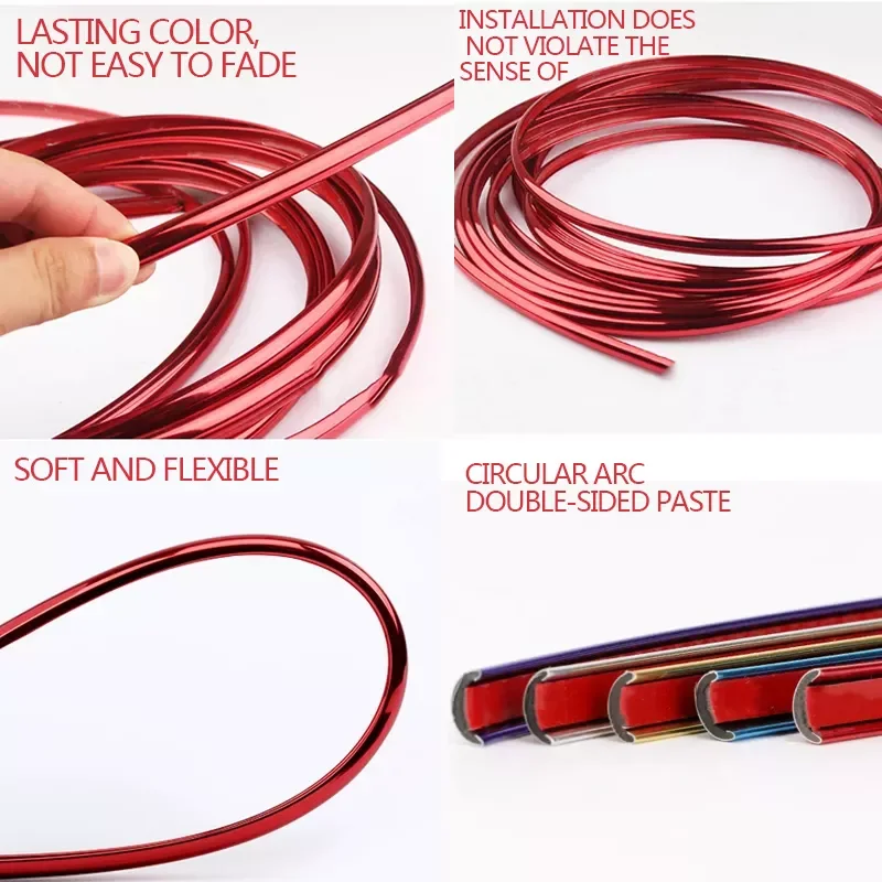 

Wheel Rim Sticker Chrome Wheel Decoration Auto Tire Rim Plated Strip Protection Decal Stickers on Car Decorative Accessories