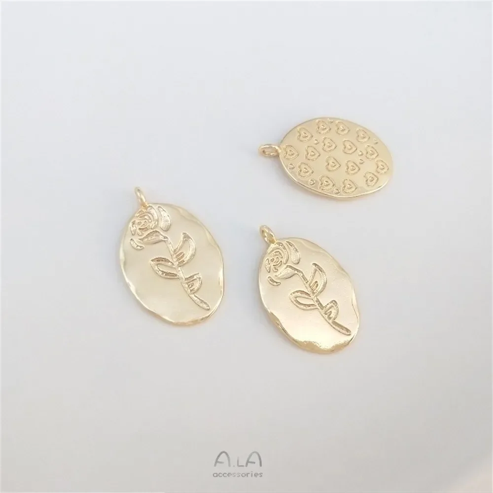 14-каратное золото аксессуары розовый ангел французский винтажный кулон браслет