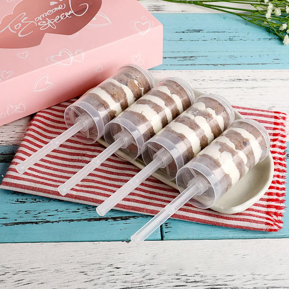 

Cake Push Containers Upshooter Container Clear Ice Cream Mold Dessert Holder Stand Lids Withround Cylinder Tubes Jellycandy