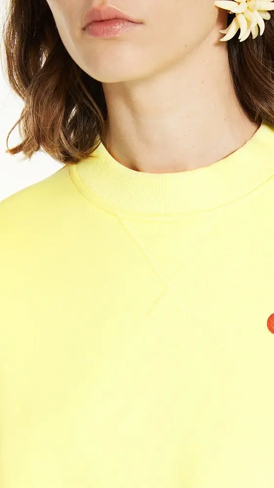 

Women Sweatshirt Cherry Embroidery Loose Fit Long Sleeve Pullover Tops Cotton Fashion Casual Early Spring 2023