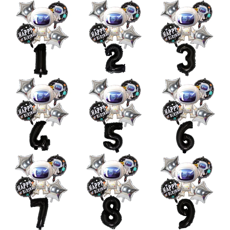 

1set Birthday Balloon 32inch Black Number Foil Balloon 1st Birthday Party Decoration Outer Space Party Helium Balloon Supplies