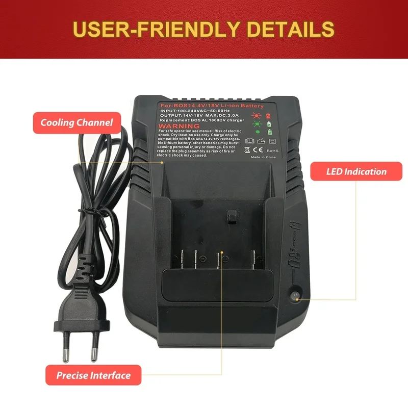 Зарядное устройство для аккумуляторов Bosch AL1820CV AL1814CV 18 в BAT609 BAT614 BAT618 14 4-18 - купить