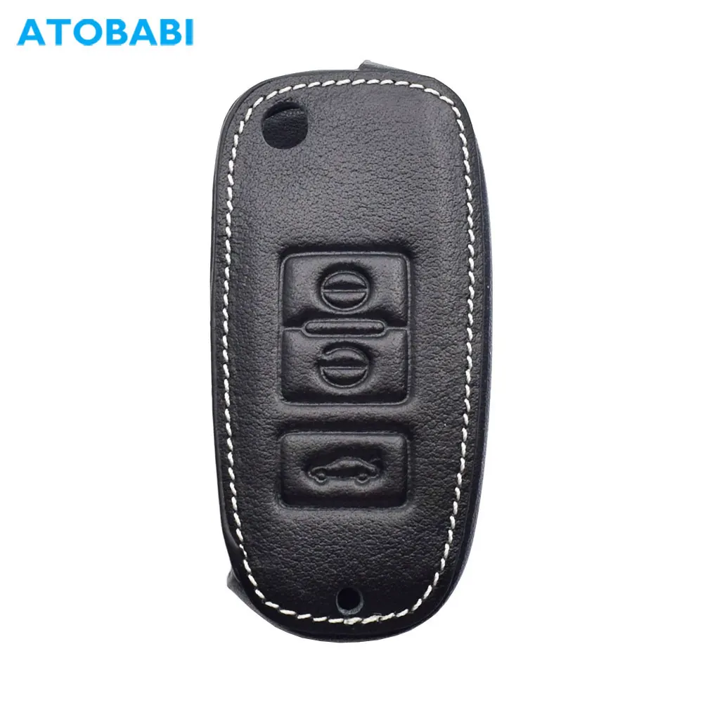 

Leather Car Key Case Keychain For FAW Besturn B30 X40 2016 2017 2018 2019 2020 3 Buttons Flip Remote Control Fob Protector Cover