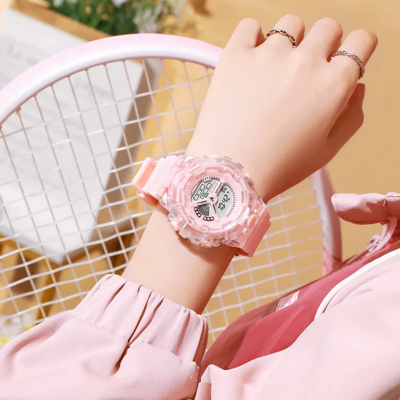 Женские Спортивные Цифровые Наручные Часы С Белым Силиконовым Ремешком Модные И