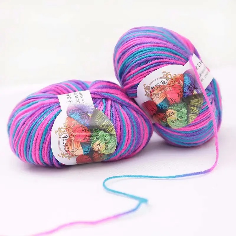 

Section dyed acrylic yarn 4-strand acrylic yarn medium coarse wool hand woven crochet slipper insole cushion 50g