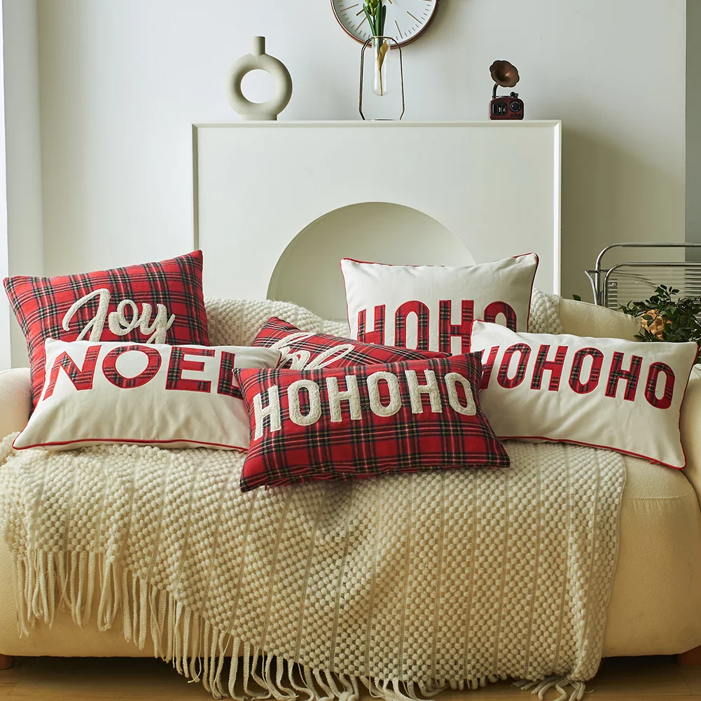 Christmas Cotton pillow cover 45x45cm embroidered pad cover living room sofa decorative pad