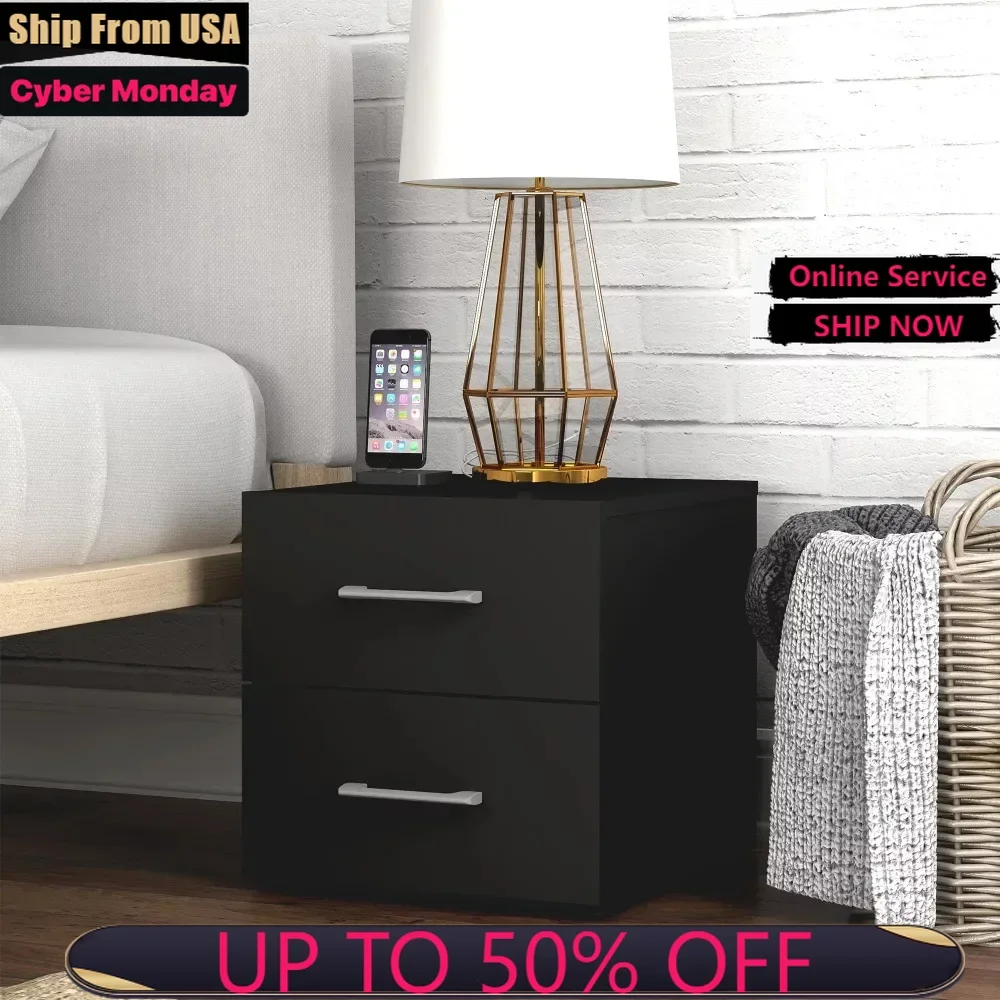 

Low Profile Nightstand with USB, Black