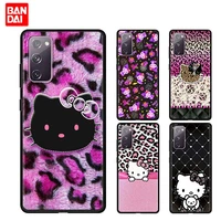 hello kitty cute tile case for samsung galaxy note 20 10 9 8 s21 s20 fe plus ultra lite 4g 5g black funda silicone capinha cover
