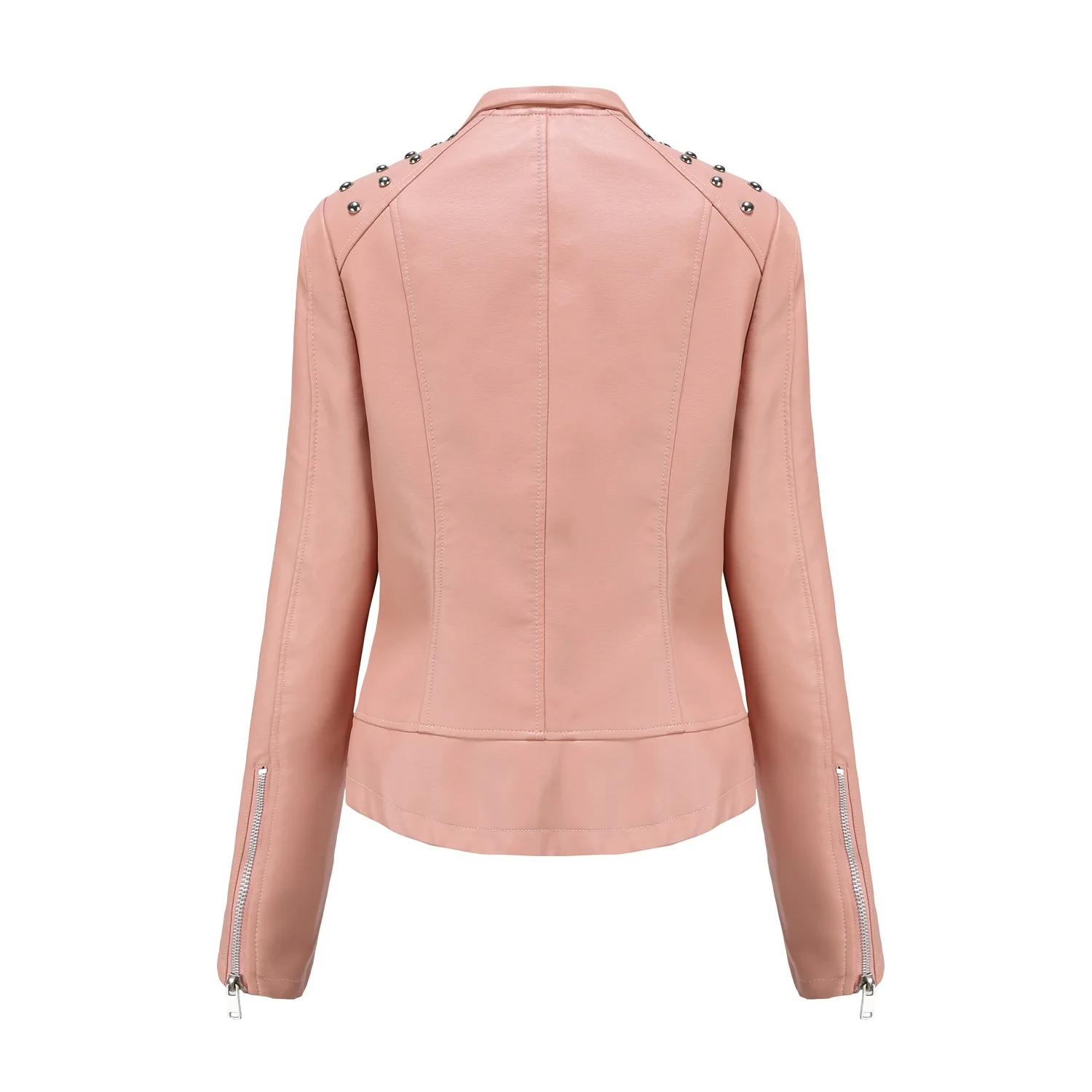 Female Clothing Jackets Women's PU Leather Rivet Coats Zipper 2022 New Ladies Fashion Spring Autumn Motor Biker Tops With Pocket enlarge