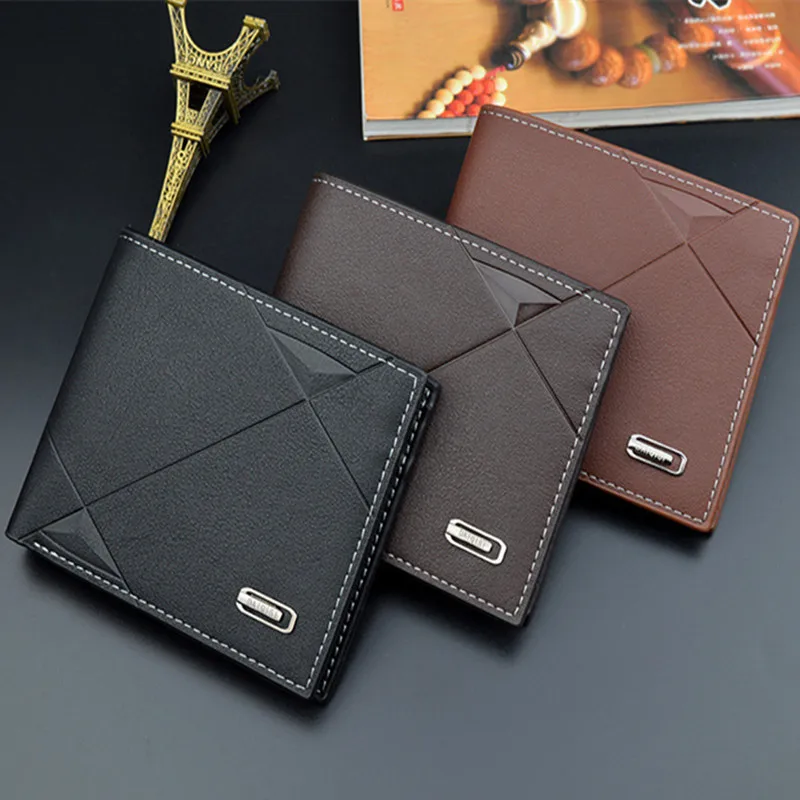 

2022 New Men's Wallet Short Multi-Card Slot Fashion Casual Wallet Thin Tri-Fold Horizontal Soft Pu Wallet Purse Coin Pouch Men