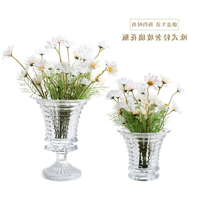 

Light Nordic luxury large glass vase transparent living room hotel arrangement rose lily decoration flower ornamen